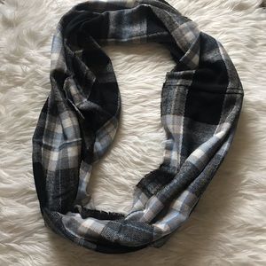 Navy Plaid Flannel Infinity Scarf